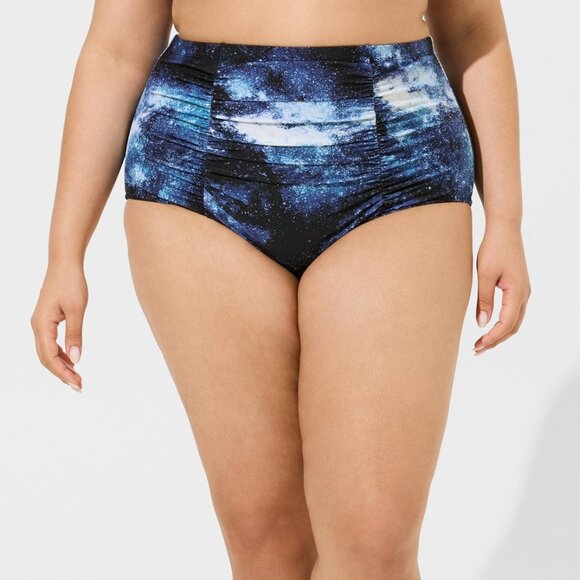 ❤️NWT VINTAGE TORRID SWIM BOTTOM BRIEF TUMMY CONTROL HIGH WAIST RUCHED PLUS SIZE - Picture 1 of 9